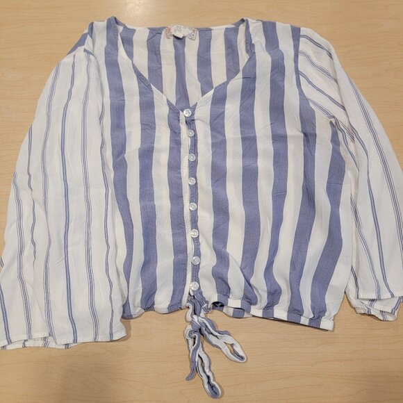 Pink Rose Striped Blouse Top Medium - Picture 1 of 5